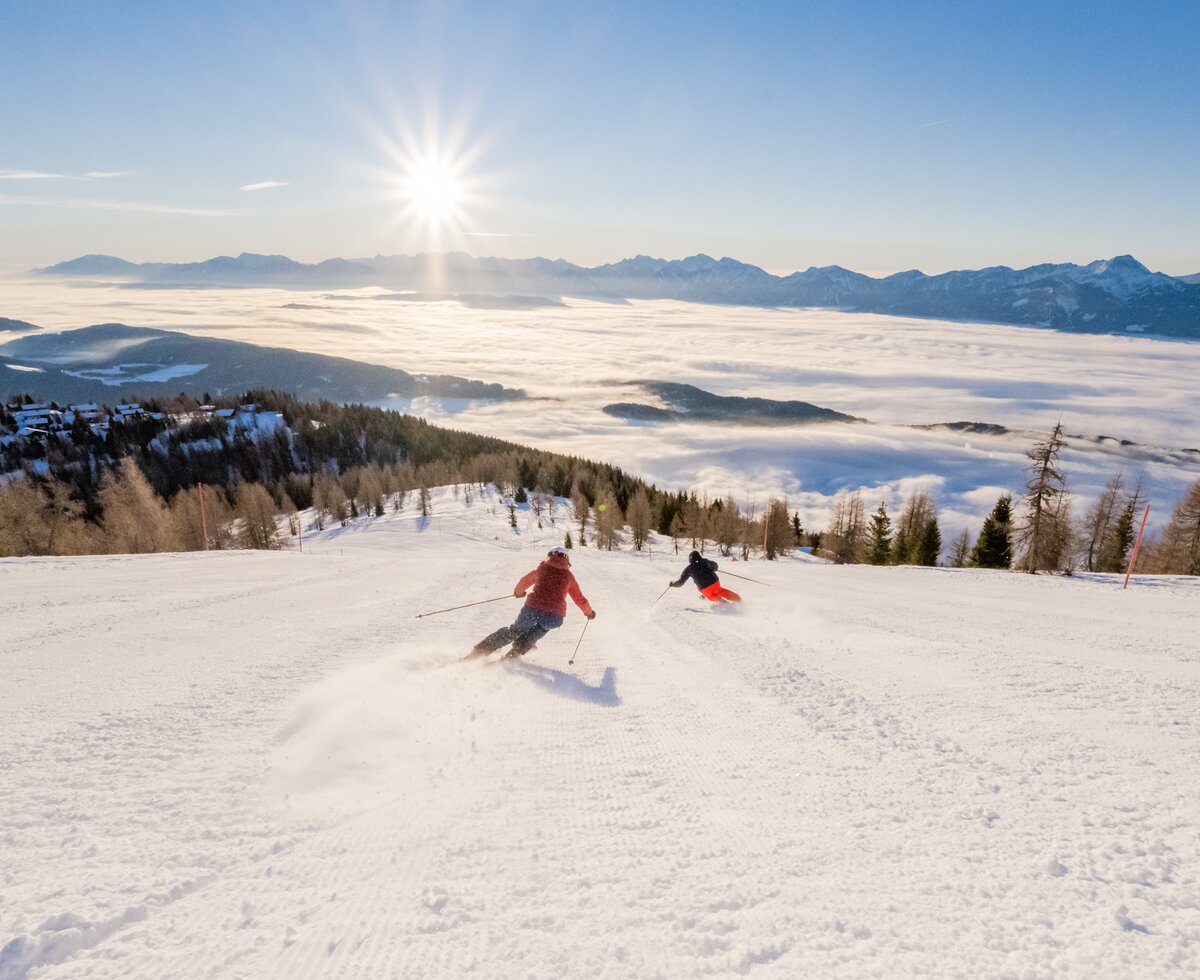 Skifahrer am Dreiländereck im Winter | © Michael Stabentheiner / Region Villach - Faaker See - Ossiacher See