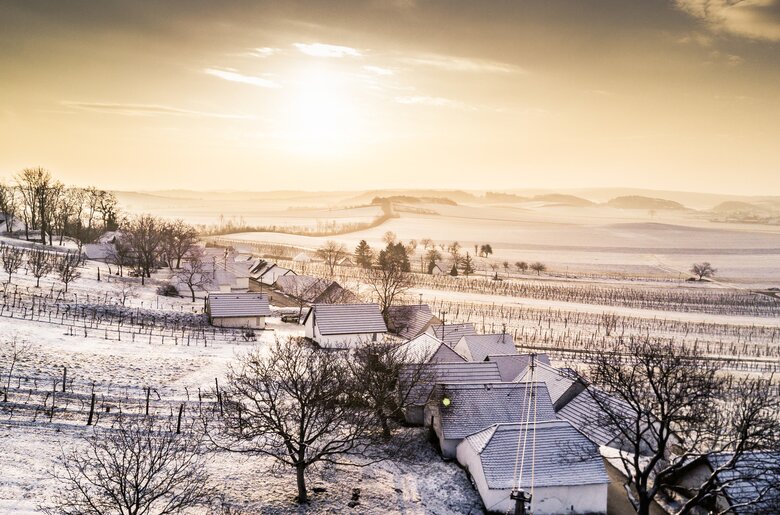 snowy cellar alley in Wildendürnbach in the Weinviertel region | © Niederösterreich Werbung / Robert Herbst