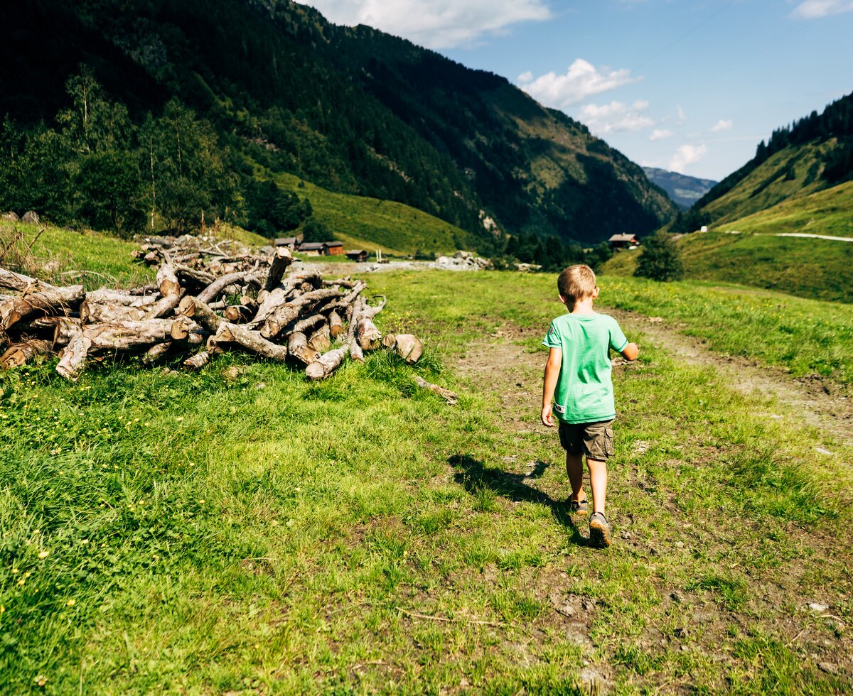 Bub läuft über die Alm. | © Urlaub am Bauernhof im SalzburgerLand / Daniel Gollner