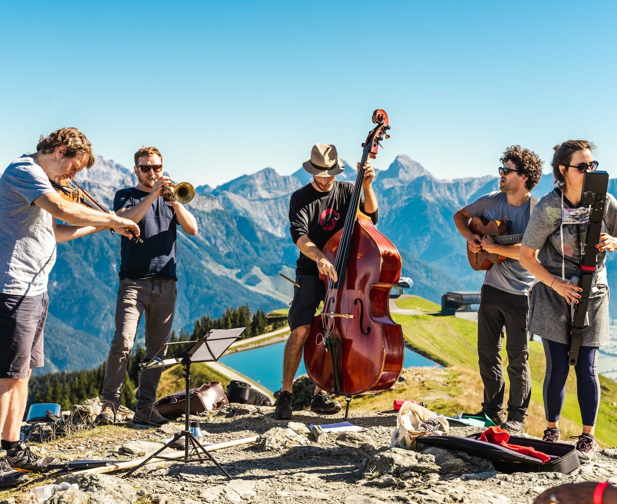 Jazzfestival in Saalfelden, Gruppe Keos Quintett am Asitz, Salzburger Saalachtal | © Saalfelden Leogang Touristik GmbH / Michael Geißler