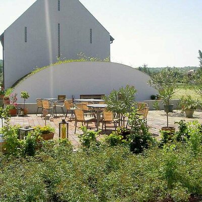 Terrace in front of the vaulted cellar