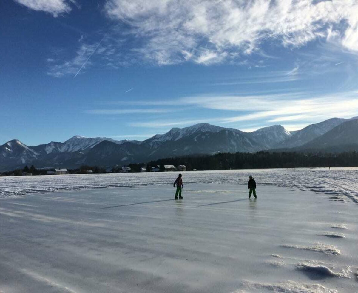 Ice skating in the nature