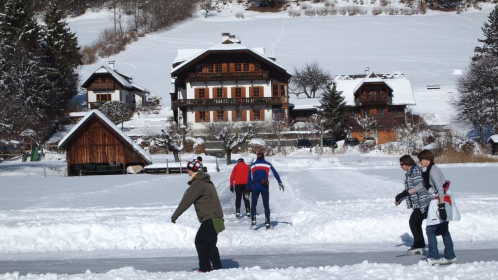 House Obergasser with ice skating slope