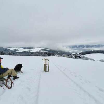 on the sled, ready to go!