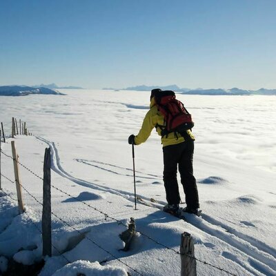 ski tour above the cloudes