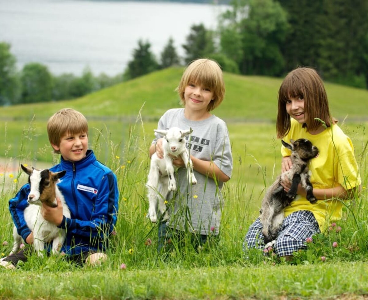 Children with goat