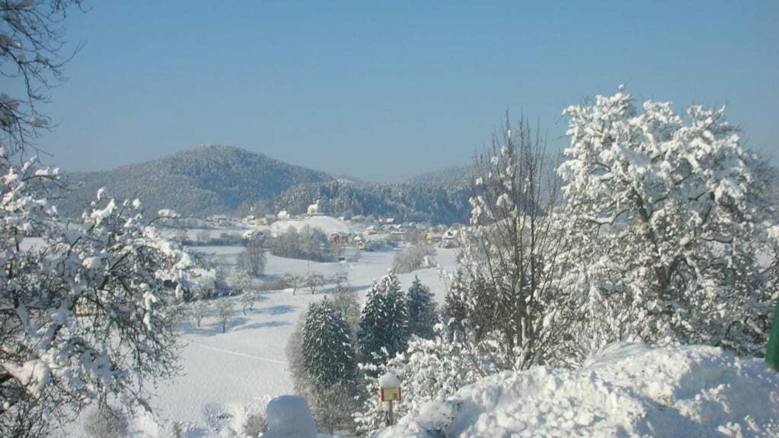 Winter landscape in the farm in Carinthia