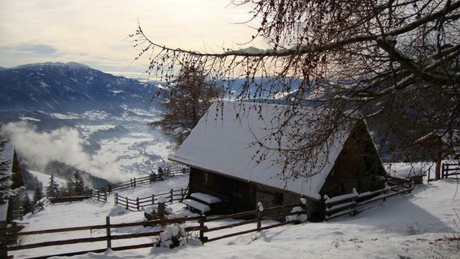 View of the Maltatal valley from the Maltaberg alpine cabin