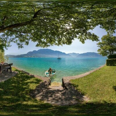 Bathing beach at the Attersee