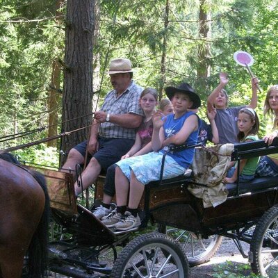 Cart ride at summer camp