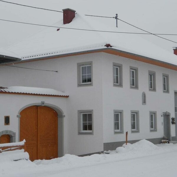 Courtyard entrance at the Fuchsnhof in winter.