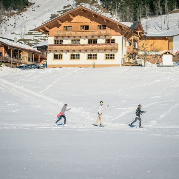 Cross-country ski trail infront of Schwabhof