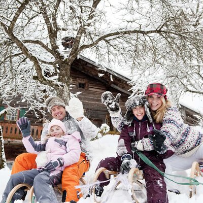 Behind the house - tobogganing