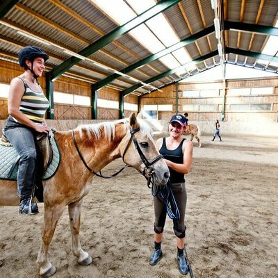 Riding lessons in the hall