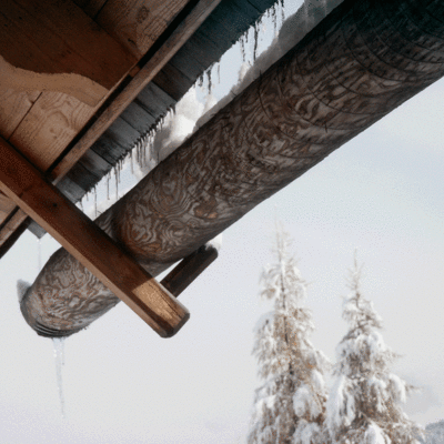 Wooden rain gutter