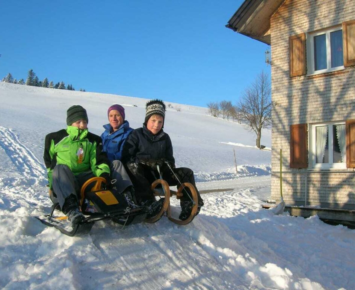 Tobogganing fun right at the house